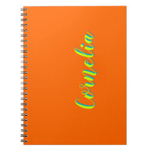 Lime Yellow 3D Spring Green Name   Funny Orange  Notebook