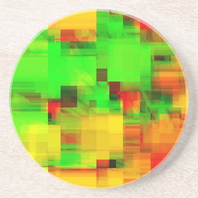 Lime Yellow Geometric Design Drink Coaster (Front)