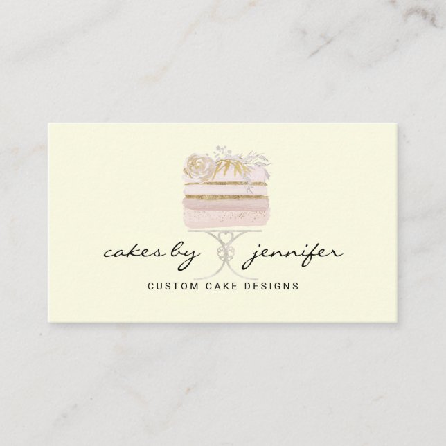 Lime Yellow home wedding cake wholesale bakery Business Card (Front)