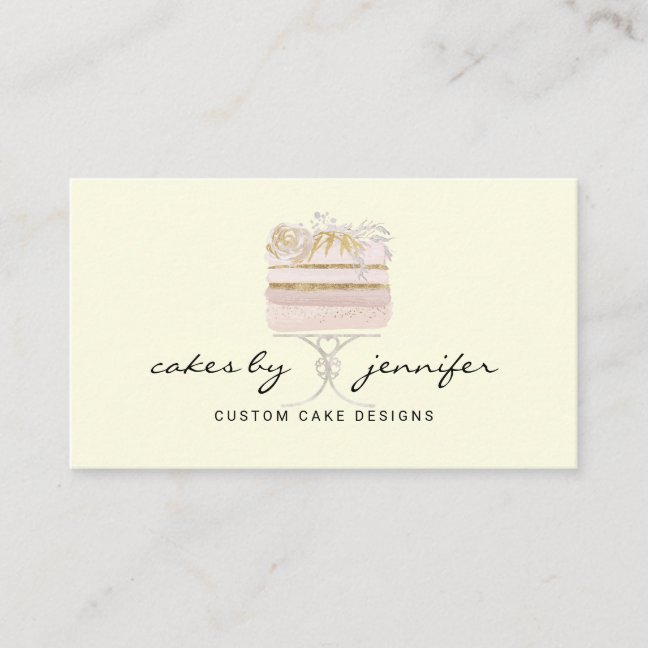Lime Yellow home wedding cake wholesale bakery Business Card