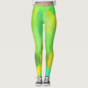 Lime Yellow Paint Splatter Leggings