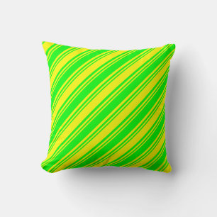 Lime & Yellow Stripes Throw Pillow