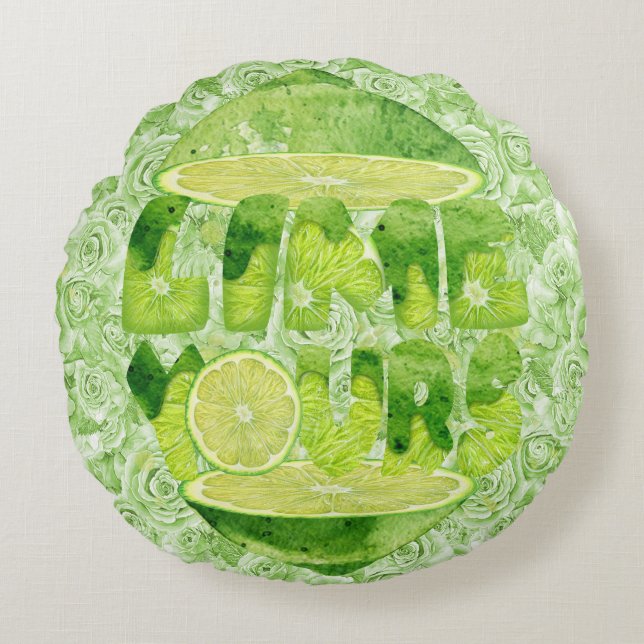 Lime Yours Round Cotton Pillow (Front)