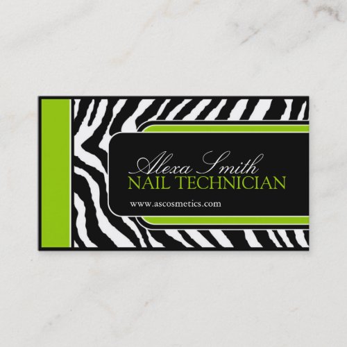 Lime Zebra Print  Business Card