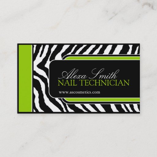 Customizable Lime Zebra Print  Business Card