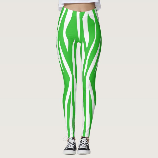 Lime Zebra Print Leggings (Front)