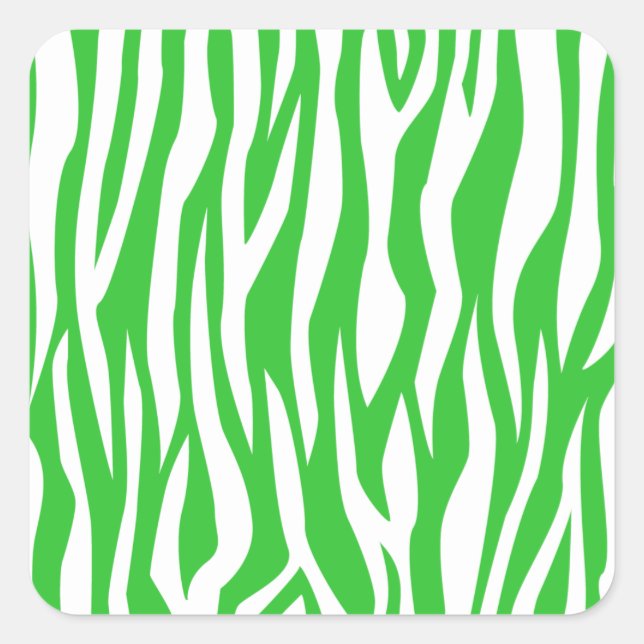 Lime Zebra Print Square Sticker (Front)