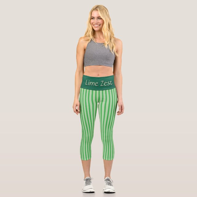 “LIME ZEST” - CUSTOM HIGH-WAISTED CAPRI PANTS  (Front)