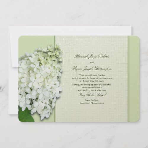 Limelight Green Hydrangea Custom Wedding Paper Invitation