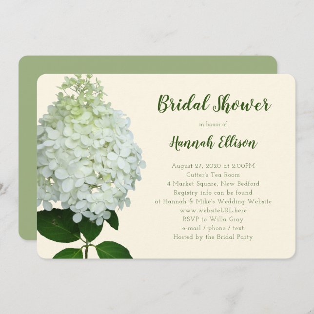 Limelight Hydrangea Big Flower Bridal Shower Invitation (Front/Back)