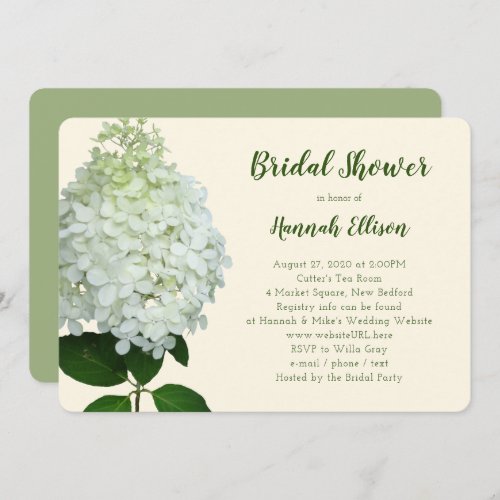 Limelight Hydrangea Big Flower Bridal Shower Invitation