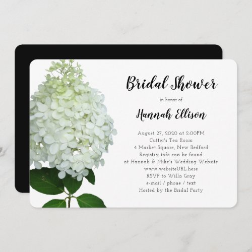 Limelight Hydrangea Black and White Shower Invitation