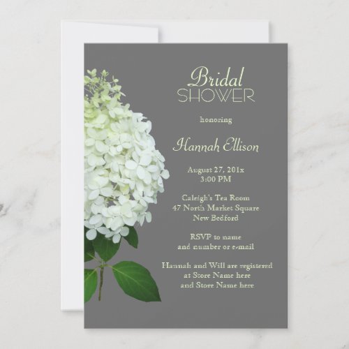 Limelight Hydrangea Gray Bridal  Wedding Shower Invitation