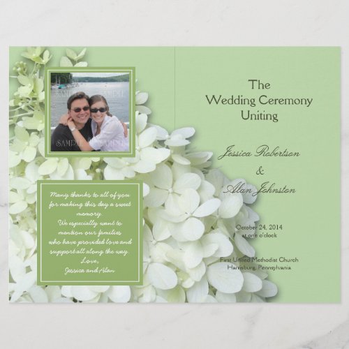 Limelight Hydrangea Photo Wedding Program