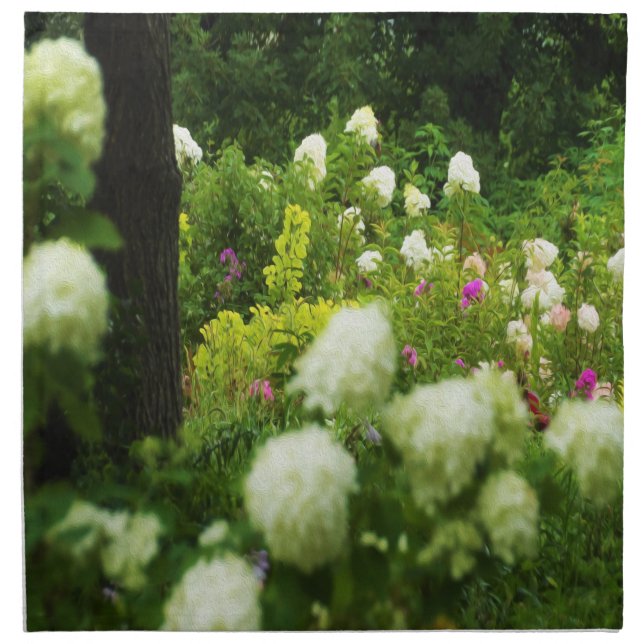 Limelight Hydrangeas in My Rubio Garden Cloth Napkin (Front)