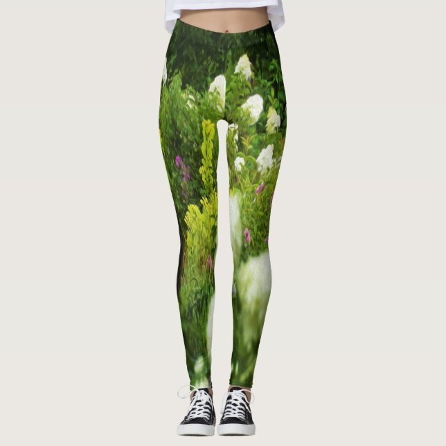 Limelight Hydrangeas in My Rubio Garden Leggings (Front)