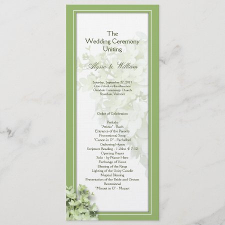 Limelight Tall Hydrangea Wedding Program Template