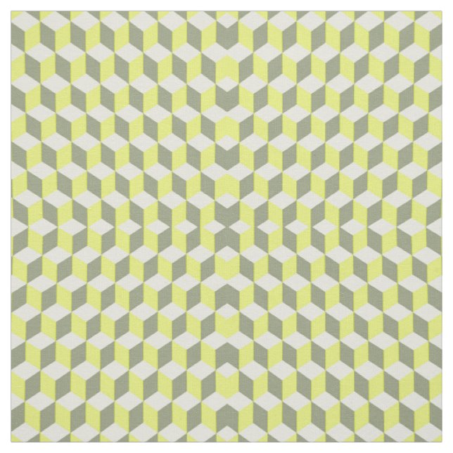 Limelight Yellow And Gray Isometric Cube Patterns Fabric (Swatch)