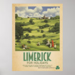 Limerick Ireland, Retro Irish Travel Advert Poster at Zazzle