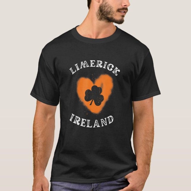 LIMERICK Shamrock Gaelic Football and Hurling Vint T-Shirt (Front)