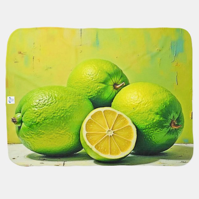 Limes' Bright Summer Pop Design Baby Blanket (Back Horizontal)