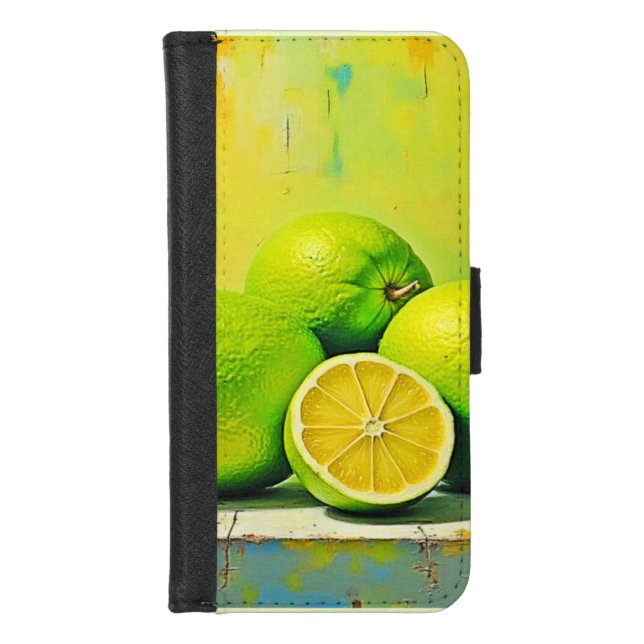 Limes' Bright Summer Pop Design iPhone Wallet Case (Front)