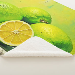 Limes' Bright Summer Pop Design Sherpa Blanket