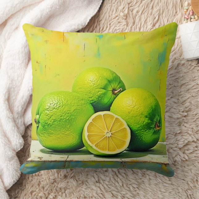 Limes' Bright Summer Pop Design Throw Pillow (Blanket)