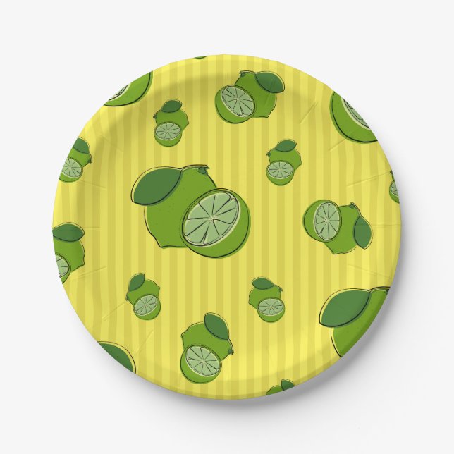 Limes Illustration Paper Plates (Front)