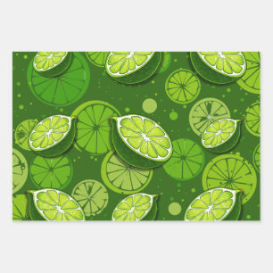 Limes in Three Different Greens  Wrapping Paper Sheets