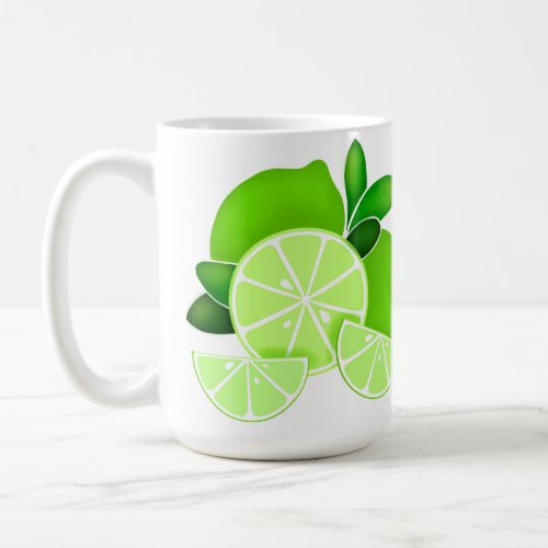 Limes  lime slices  sunny citrus pattern     coffee mug