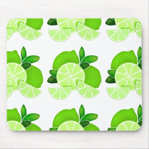 Limes  lime slices  sunny citrus pattern       mouse pad