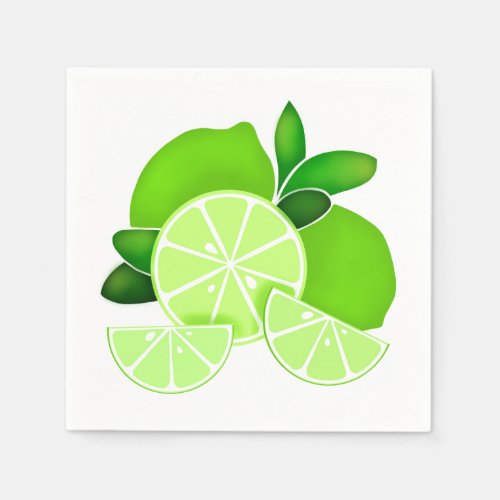 Limes  lime slices  sunny citrus pattern    napkins