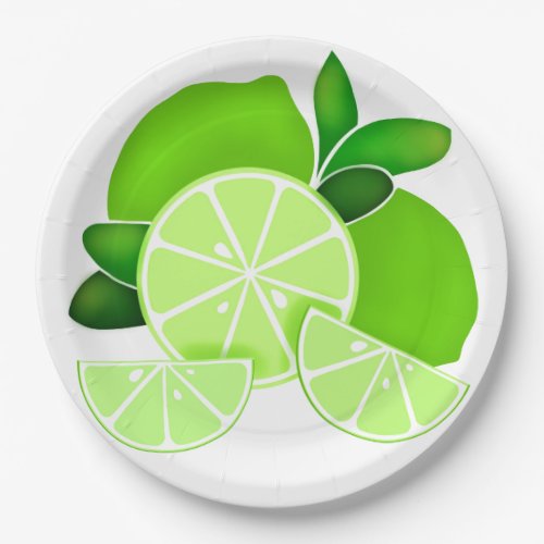 Limes  lime slices  sunny citrus pattern       paper plates