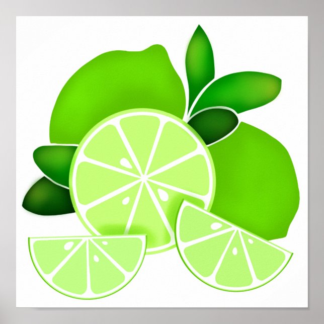 Limes | lime slices | sunny citrus pattern        poster (Front)