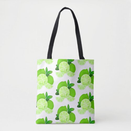 Limes  lime slices  sunny citrus pattern      tote bag
