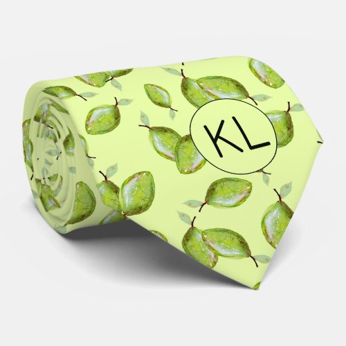 Limes Novelty Hand Painted Retro Pattern Initials Neck Tie
