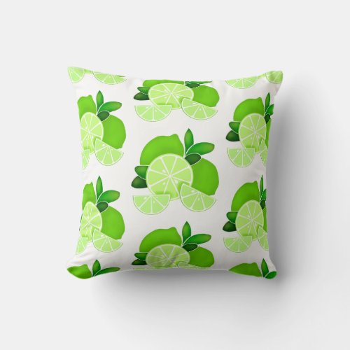 Limes sunny citrus pattern lime slices  throw pillow