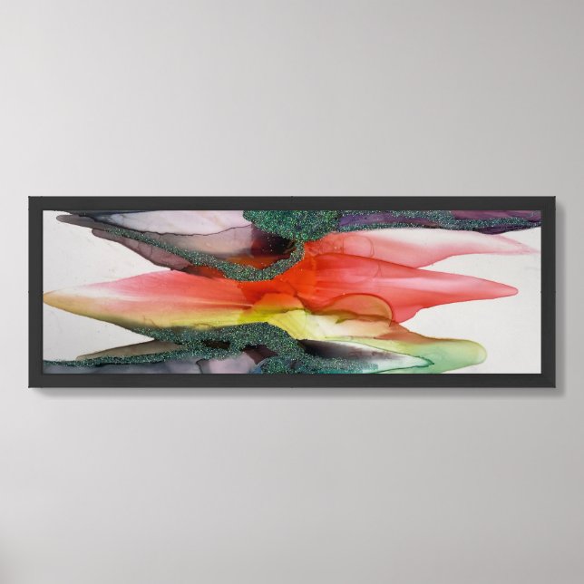 “Limestone and Coral” 36” x 12” Framed Print (Framed Front)