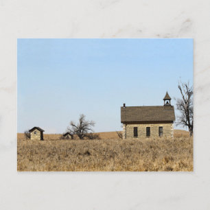 Limestone Bichet Schoolhouse in Kansas Postcard