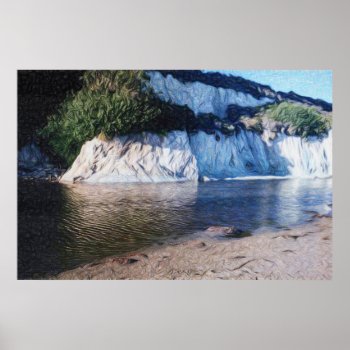 Limestone Bluff And Lagoon At Goleta Poster by bluerabbit at Zazzle