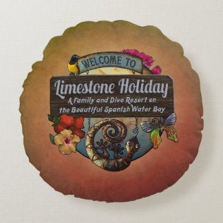 Limestone Holiday Beach Resort Curaçao Round Pillow