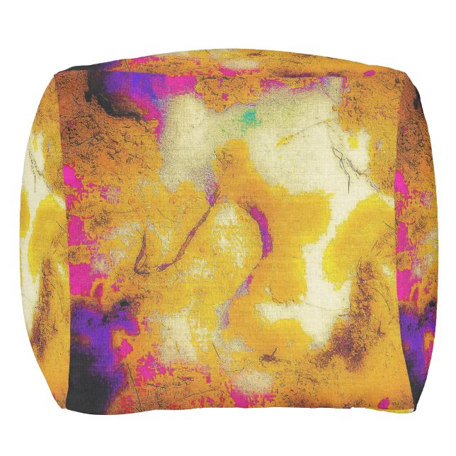 Limestone in Mustard Outdoor Pouf (Front)