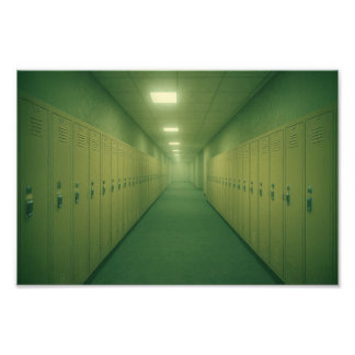 Liminal Locker Room Hallway – Dreamcore Backrooms Photo Print