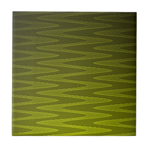 Liminous Olive Green Zigzag Pattern Tile