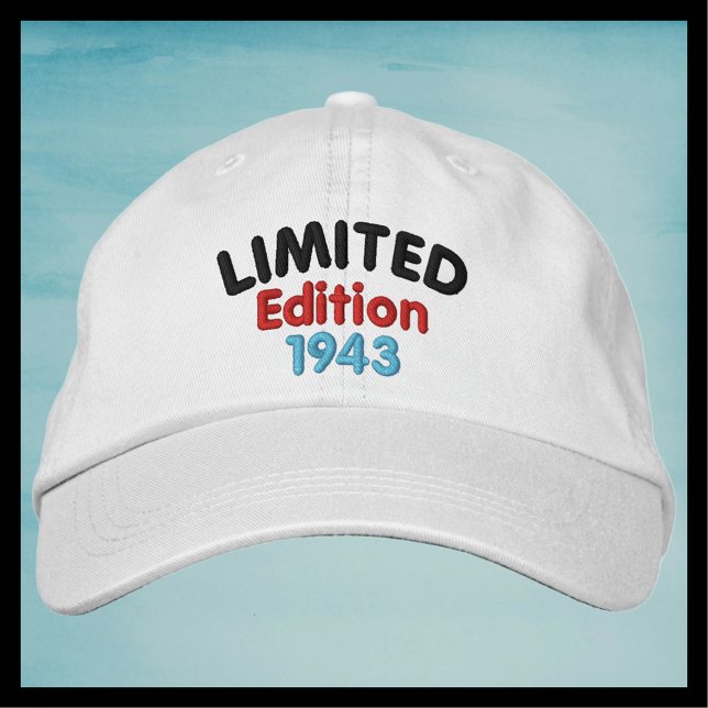 Limited Edition 1943 or Birth Year,  Funny Retro Embroidered Baseball Cap (Creator Uploaded)