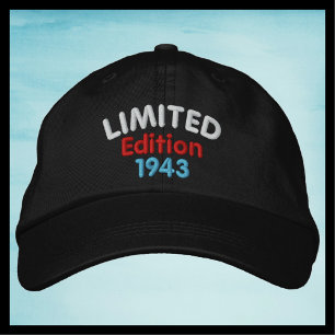 Limited Edition 1943 or Year, Black, vintage retro Embroidered Baseball Cap