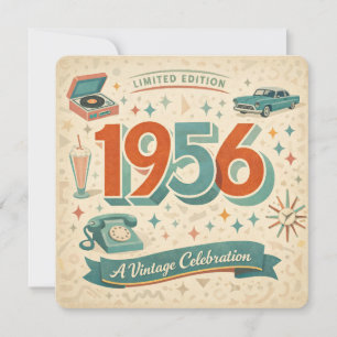 Limited Edition 1956 Birthday 50s Retro Style Holiday Card