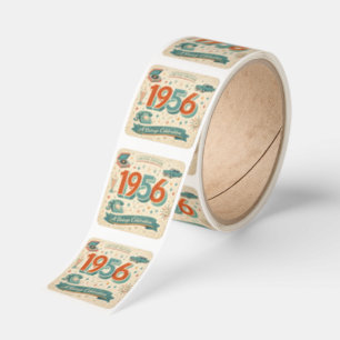 Limited Edition 1956 Birthday 50s Retro Style Square Sticker