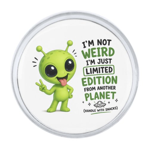 Limited Edition Alien Design Silver Finish Lapel Pin